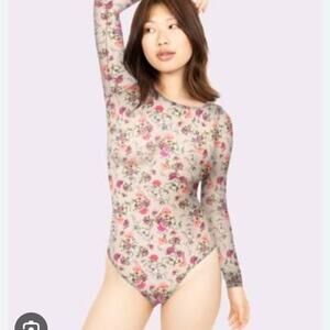 Parade Silky Mesh Long Sleeve Bodysuit-Tattoo Floral